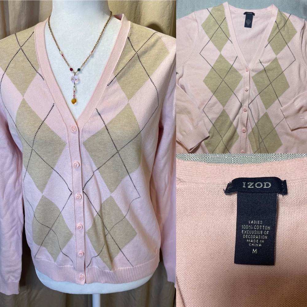 ISO’s argyle cardigan sweater sz M - Picture 2 of 5